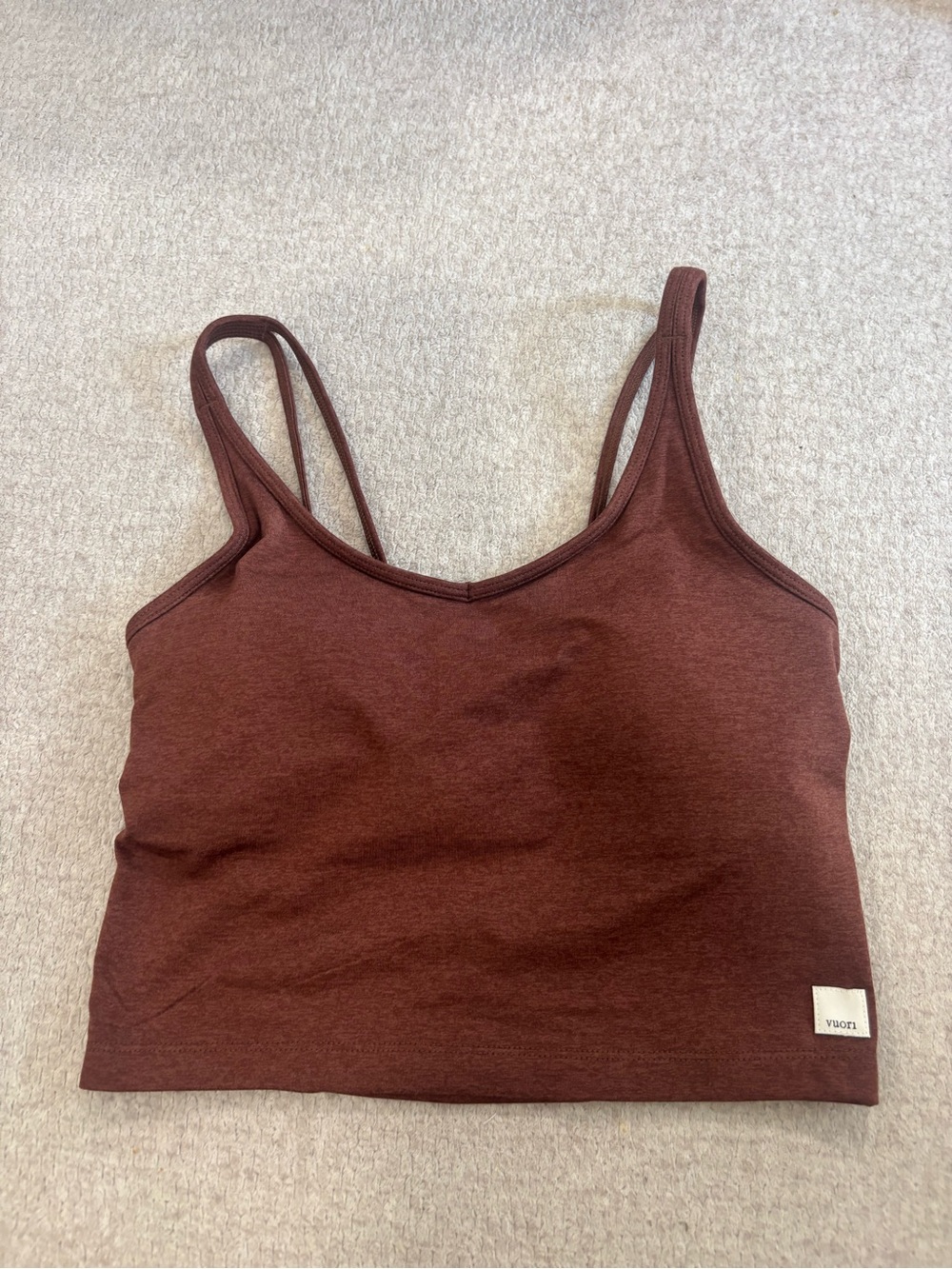 Vuori Double-Strap Cropped Camisole - Rust Brown